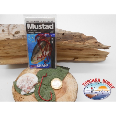 1 Pack 5 pcs Mustad red eye cod.37177NPBER sz.4/0 FC.A280 ratio