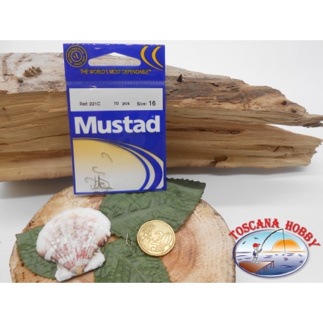 1 Confezione da 10 pz ami Mustad con paletta cod.221C sz.16 FC.A283