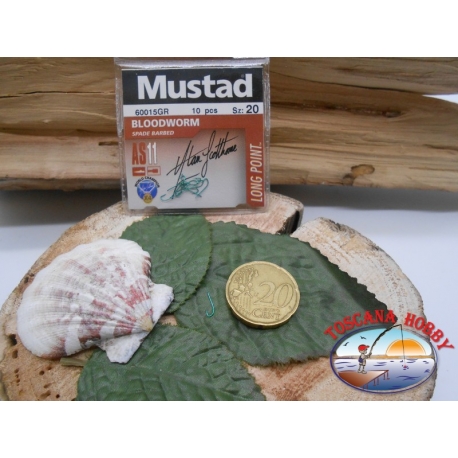 1 beutel mit 10 stk. angelhaken Mustad cod.60015GR sz.20 FC.A320