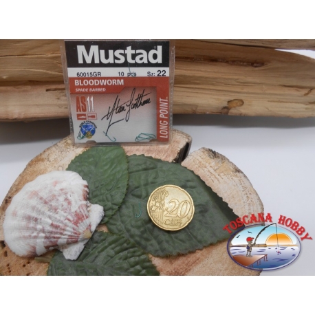 1 beutel mit 10 stk. angelhaken Mustad cod.60015GR sz.22 FC.A321