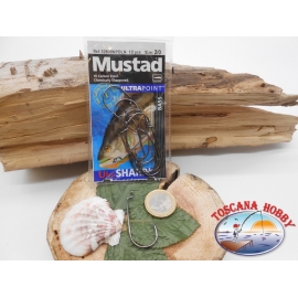 1 bustina 12 pz ami Mustad storti, con occhiello cod.32808NPBLN sz.2/0 FC.A361