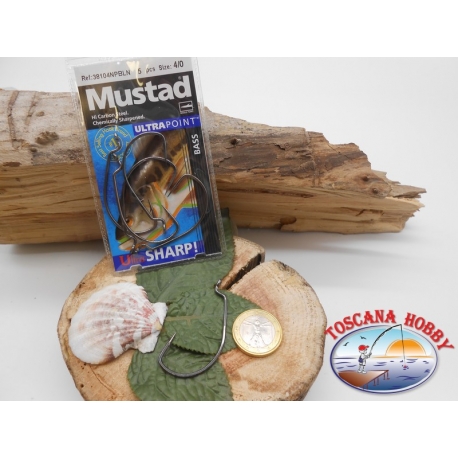 1 bustina 5 pz ami Mustad storti, occhiello cod.38104NPBLN  sz. 4/0  FC.A365
