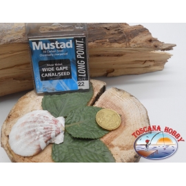 1 bustina 10 pz ami Mustad, paletta, silver, cod.LP180 sz. 22 FC.A389