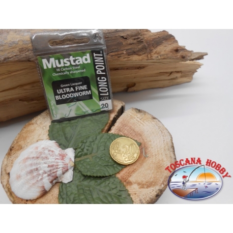 1 bustina 10 pz ami Mustad, paletta, green, cod.LP240 sz. 20 FC.A394