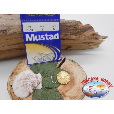 1 bustina 10 pz ami Mustad, paletta, silver, cod.287N sz. 8 FC.A401