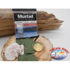 1 sachet de 10 pcs Mustad, rond, scoop, argent, réf.287N sz. 8 FC.A402