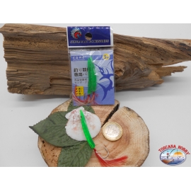 1 pack de 2 clous, vert, sz.S pour la pêche à la traîne côtière de 4cm avec des plumes FC.T3