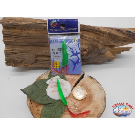 1 pack de 2 clous, vert, sz.5 pour la pêche à la traîne côtière de 4cm avec des plumes FC.T3