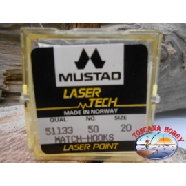 1 confezione da 50pz ami Mustad "laser tech" serie 51133 sz.20 FC.A459
