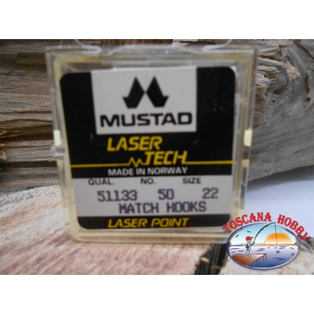 1 paquet de 50pcs Mustad "laser tech" de la série 51133 sz.22 FC.A460