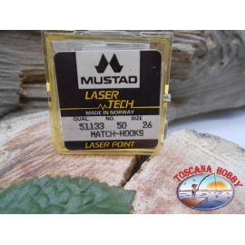 1 confezione da 50pz ami Mustad "laser tech" serie 51133 sz.26 FC.A462