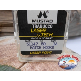 1 paquet de 50pcs Mustad "laser tech" de la série 51147 sz.16 FC.A467