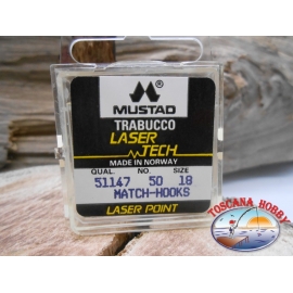 1 paquet de 50pcs Mustad "laser tech" de la série 51147 sz.18 FC.A468