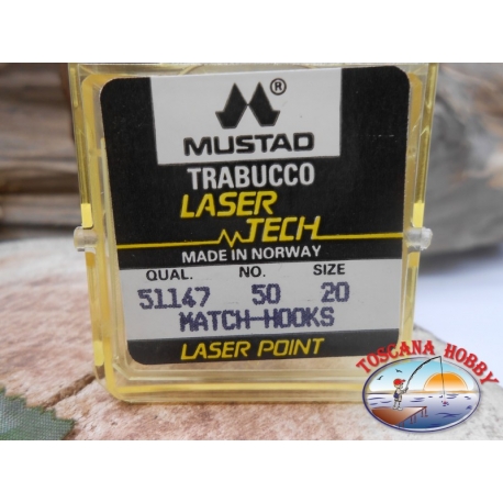1 pack of 50pcs Mustad "laser tech" series 51147 sz.20 FC.A470
