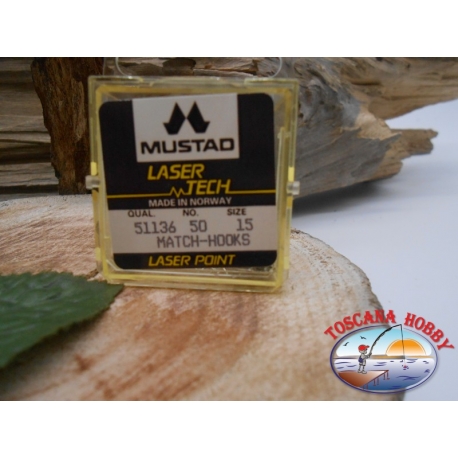 1 pack of 50pcs Mustad "laser tech" series 51136 sz.15 FC.A477