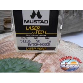 1 pack of 50pcs Mustad "laser tech" series 51136 sz.16 FC.A478