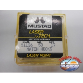 1 pack de 50pcs Mustad "tecnología láser" de la serie 51136 sz.17 FC.A479