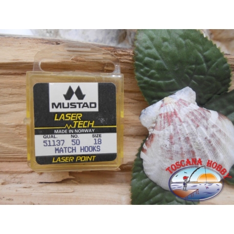 1 pack of 50pcs Mustad "laser tech" series 51137 sz.18 FC.A490