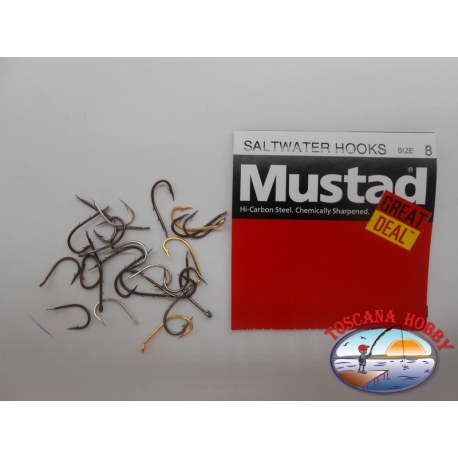 1 pack of 25 pcs Mustad "great deal" series saltwater hooks sz.8 FC.A517