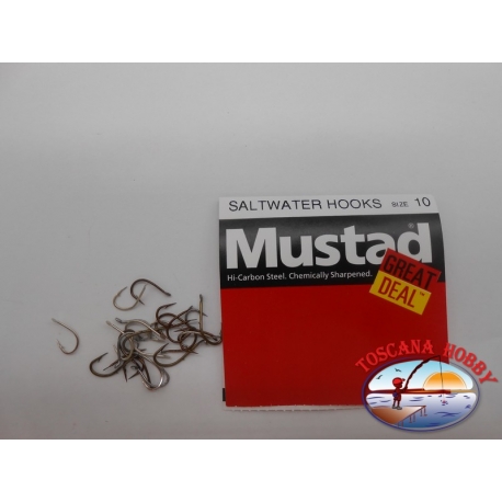 1 confezione da 25pz ami Mustad "great deal" serie saltwater hooks sz.9 FC.A518