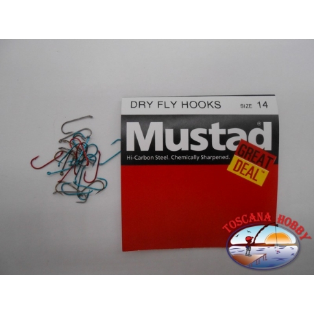 1 paquete de 25 pcs Mustad "gran cantidad" de la serie de mosca Seca ganchos de sz.14 FC.A531