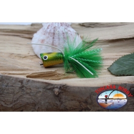Popperino para la pesca con mosca,la Pantera Martin,2cm, col.hol. rana verde de ojos.FC.C43