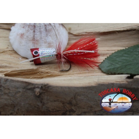Popperino para la pesca con mosca,la Pantera Martin,2cm, col.holográfico rojo en la cabeza.FC.T46