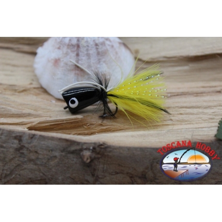 Popperino pour la pêche à la mouche,Panther Martin,2cm, col.noir/jaune.FC.T47