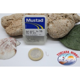 1 caja 50pcs anzuelos Mustad-cod.221C n.15 FC.B2B