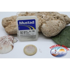 1 caja 50pcs anzuelos Mustad-cod.221C n.16 FC.B2C