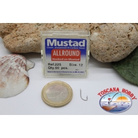 1 boîte de 50pcs hameçons Mustad cod.225 n.12, all-round crochet FC.B5A