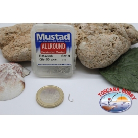 1 box 50pz Angelhaken Mustad cod.225N nr. 14, all round hook FC.B6A