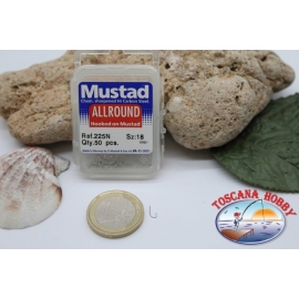 1 caja 50pcs anzuelos Mustad-cod.225N n.18, todos alrededor de gancho FC.B6C