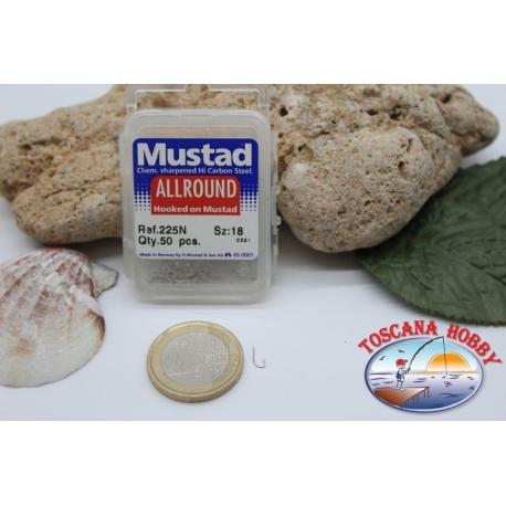 1 box 50pz Angelhaken Mustad cod.225N nr. 18, all-round hook FC.B6C