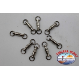 8 Swivels steel with bearing, and welded rings, 65lb, 6mm FC.G135