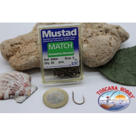 1 box 50pz Angelhaken Mustad cod.286A nr. Match-3-Hook-FC.B10A