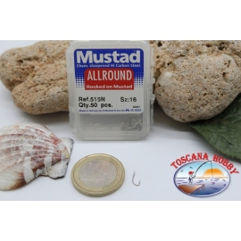 1 box 50pcs hooks Mustad cod.515N no.16 All-Round FC.B15C