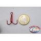 10 treble hooks Mustad, cod. 35647R, no.2, red FC.H1B