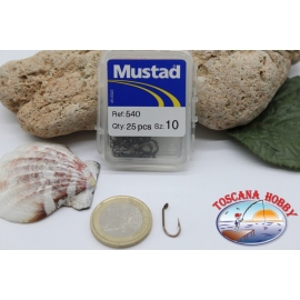 1 box 25pz Angelhaken Mustad cod.540 nr. 10, öse FC.B20C