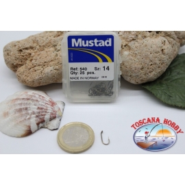 1 box 25pz Angelhaken Mustad cod.540 nr. 14, öse FC.B20D