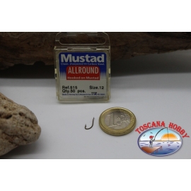 1 caja 50pcs anzuelos Mustad-cod. 515, n.12, de Toda la Ronda de FC.B50A