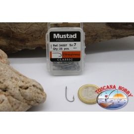 1 caja de 25 ordenadores Mustad-cod. 34007, no. 7, o' shaughnessy, ojal de la FC.B57D