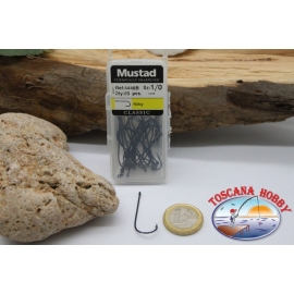 1 box 25 pcs Mustad cod. 4446B, no.1/0, Kirby hooks, eyelet FC.B62A