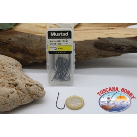 1 box 25 pcs Mustad cod. 4446B, no.2, Kirby hooks, eyelet FC.B62E