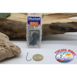 1 caja de 25 ordenadores Mustad-cod. 4446B, no.2, el agua salada ganchos, ojal de la FC.B62F