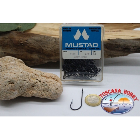 1 box 50 stk. angelhaken Mustad cod. 3137, nr. 4/0, öse FC.B68B