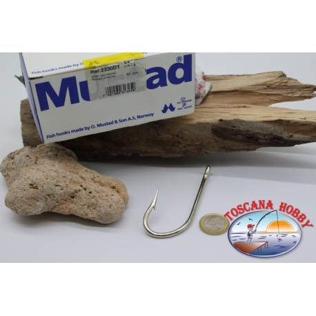 1 caja de 50 piezas Mustad-cod. 2330DT, no.1, Kirby mar ganchos, ojal de la FC.B72A