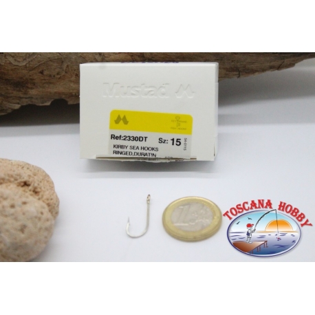 1 box 100 pz ami Mustad cod. 2330DT, n.15, Kirby sea hooks, occhiello FC.B72I