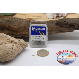 1 box 50pz angelhaken Mustad cod. 92553FS, nr. 8, Stainless Beak FC.B81A
