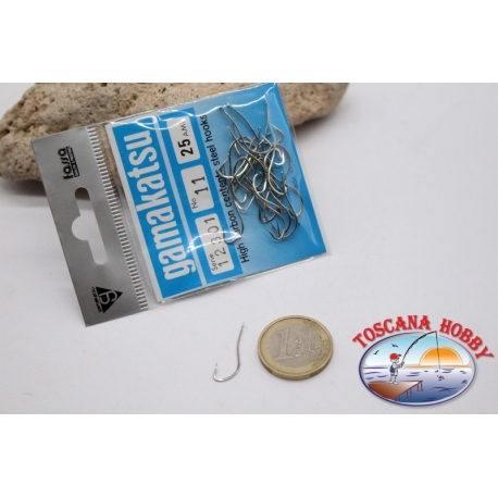 1 sachet, 25 pcs ami Gamakatsu, cod.12301, no.11, High Carbon steel hooks FC.B114B